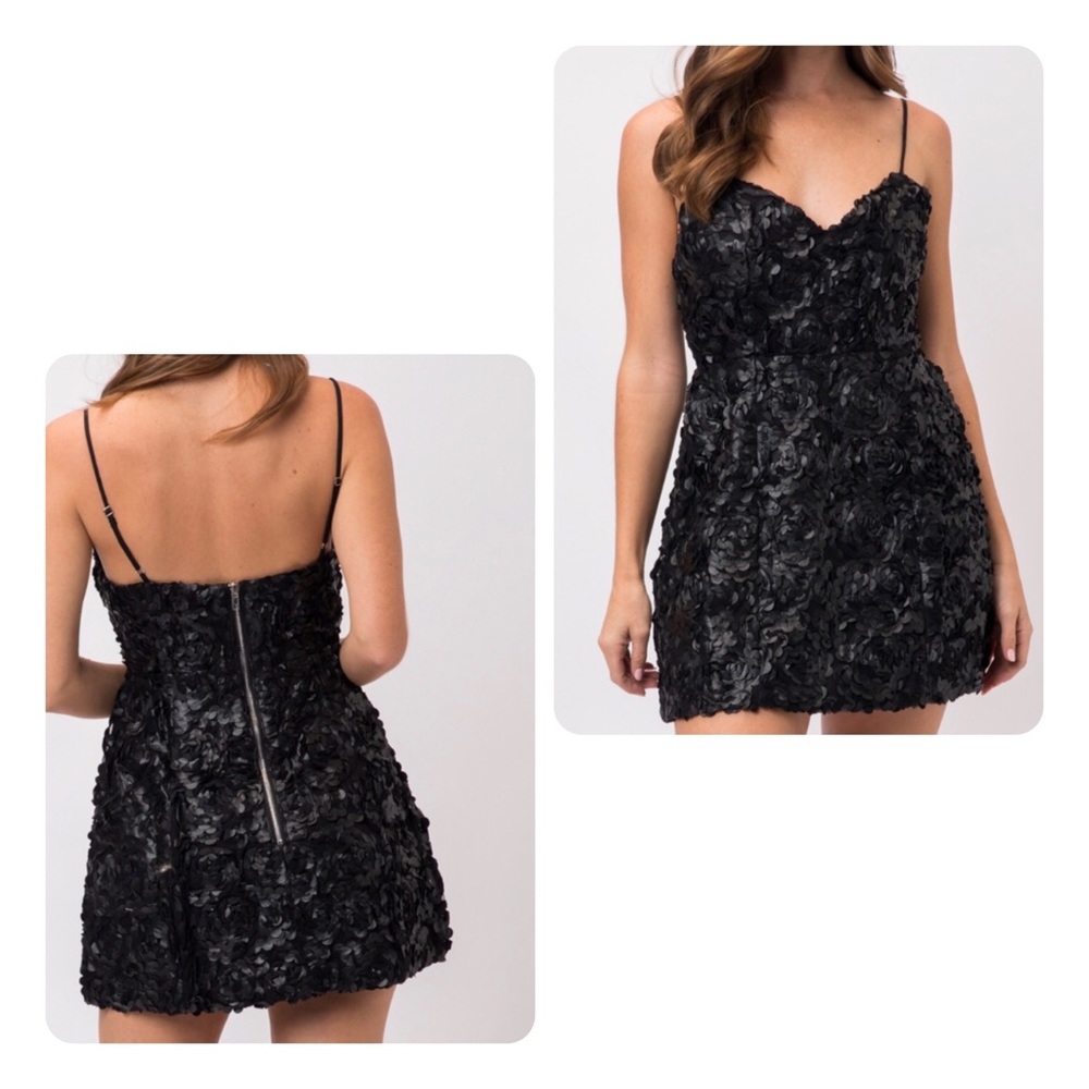 Leather Petals Mini Dress